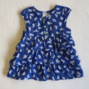 carter's blue bird print tiered cotton dress 12 months baby girl